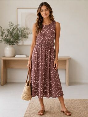 Brown & White Polka Dot Dress
